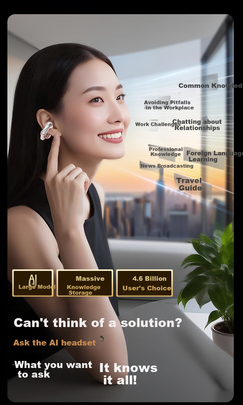 OKSJ [2025 Ai Upgraded Version] Clip-On Bluetooth Headphones, Bone Conduction Concept Wireless Open-Ear, Running Sports Headphones with Call Noise Reduction, Suitable for Huawei, Xiaomi, Apple 5