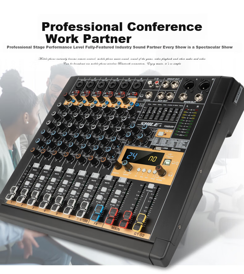 SHILE Tianqin 15 Professional 8-Channel Mixer for Conference Rooms, Remote Video Conferencing, Online Training, Lectures, Stage Events And Meetings with Sound Reinforcement Equipment 4