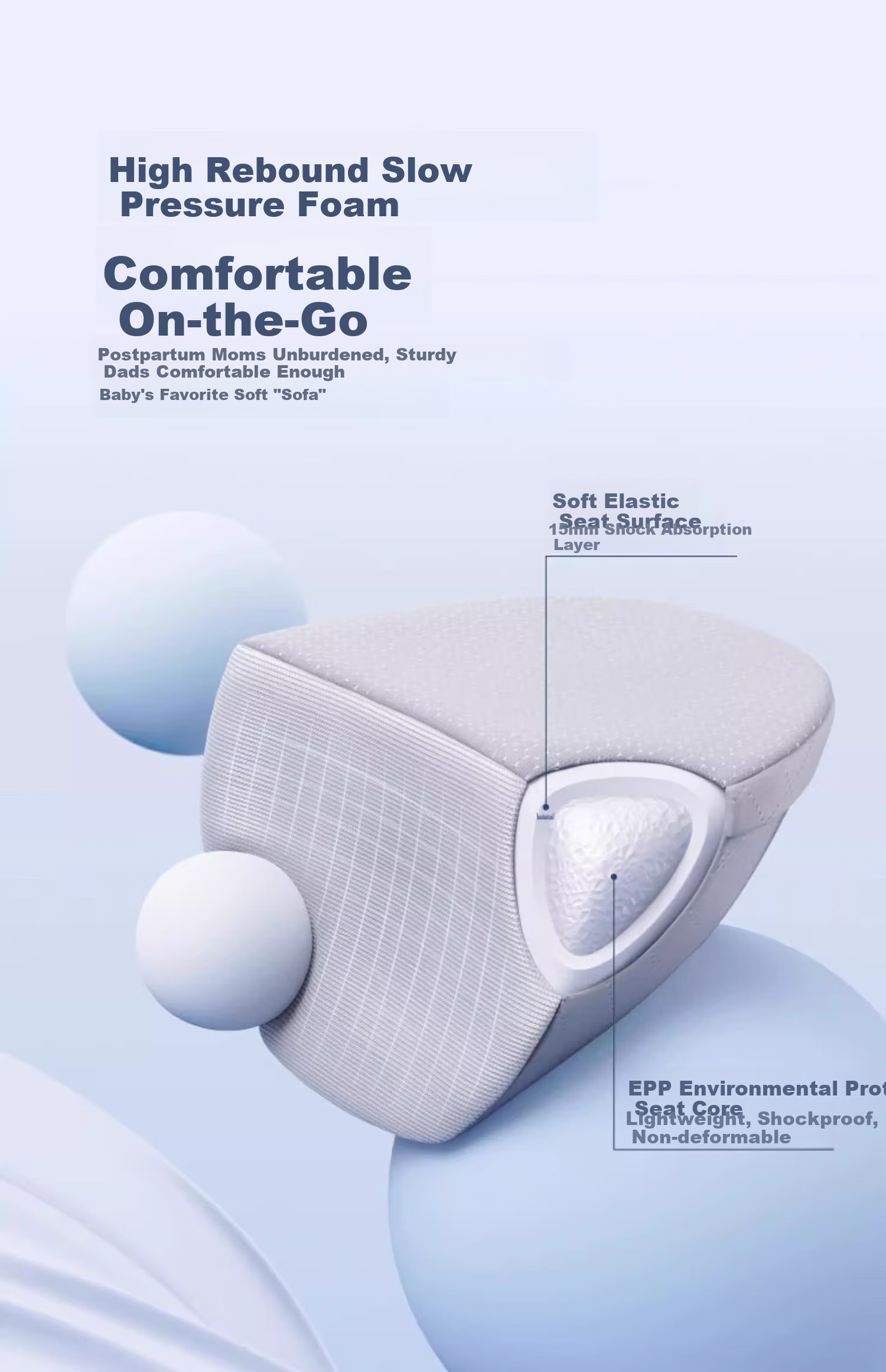 HBR Air Classic Pressure-Reducing Waist Stool, Five-Dimensional Baby Carrier, Lightweight, All-Season Multifunctional Baby-Holding Device, Silver Mist White 4