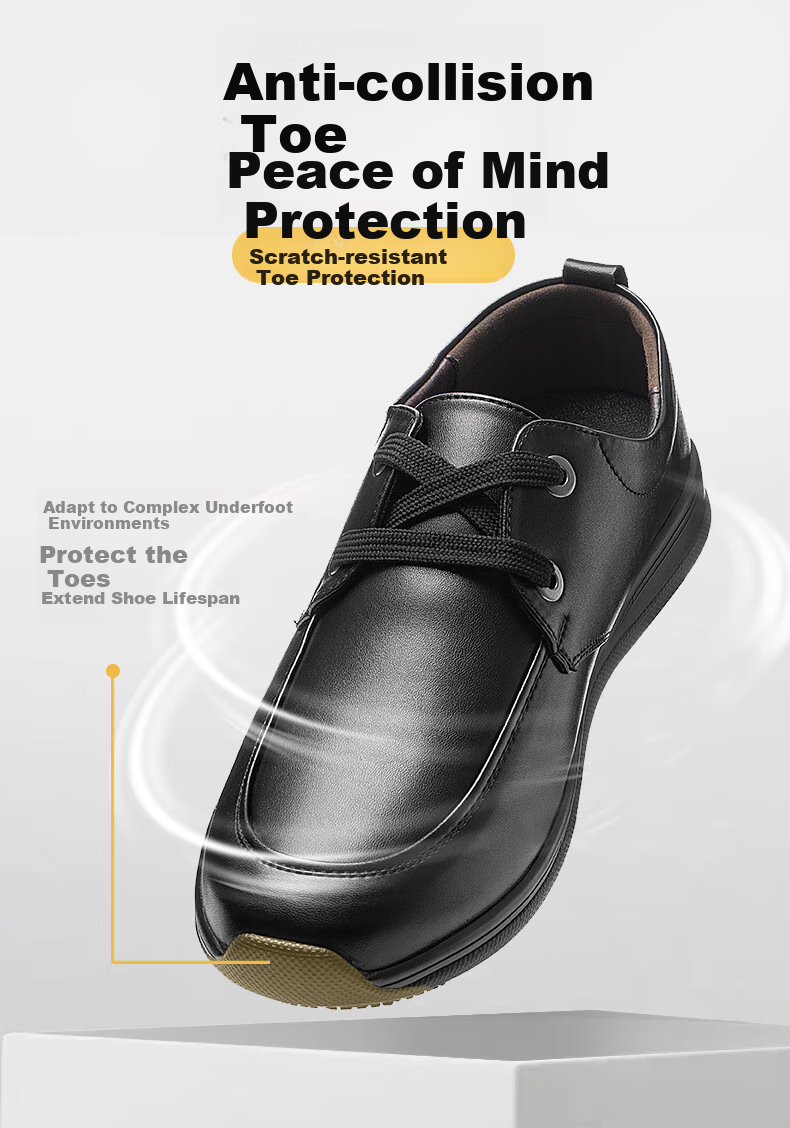 ChuWang Chef Shoes Non-Slip Upgraded Wide Fit Work Shoes Water-Resistant Kitchen Leather Shoes Wide Fit for Fat Feet 5111K 10