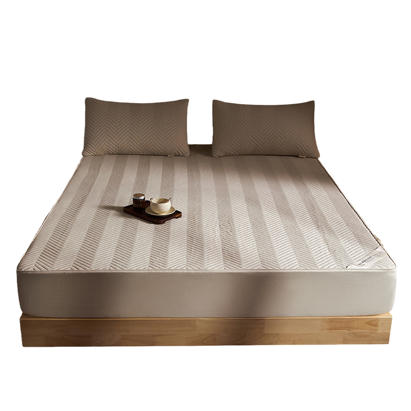 MUJI A-Class Pure Cotton Linen Thickened Quilted Fitted Sheet Single Dustproof Protective Non-Slip Full Coverage 150*200cm