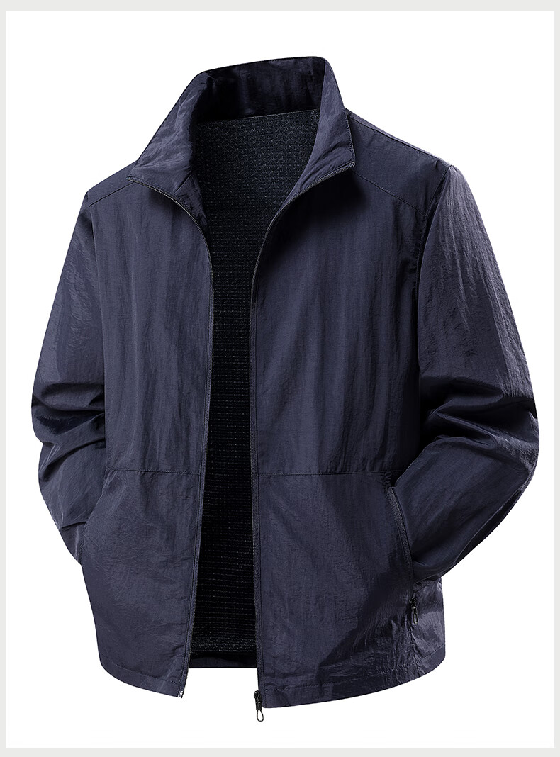 Jeanswest Men's Summer Lightweight Outdoor UV Protection Jacket Casual Sports Breathable Skin Jacket with Turn-down Collar 5