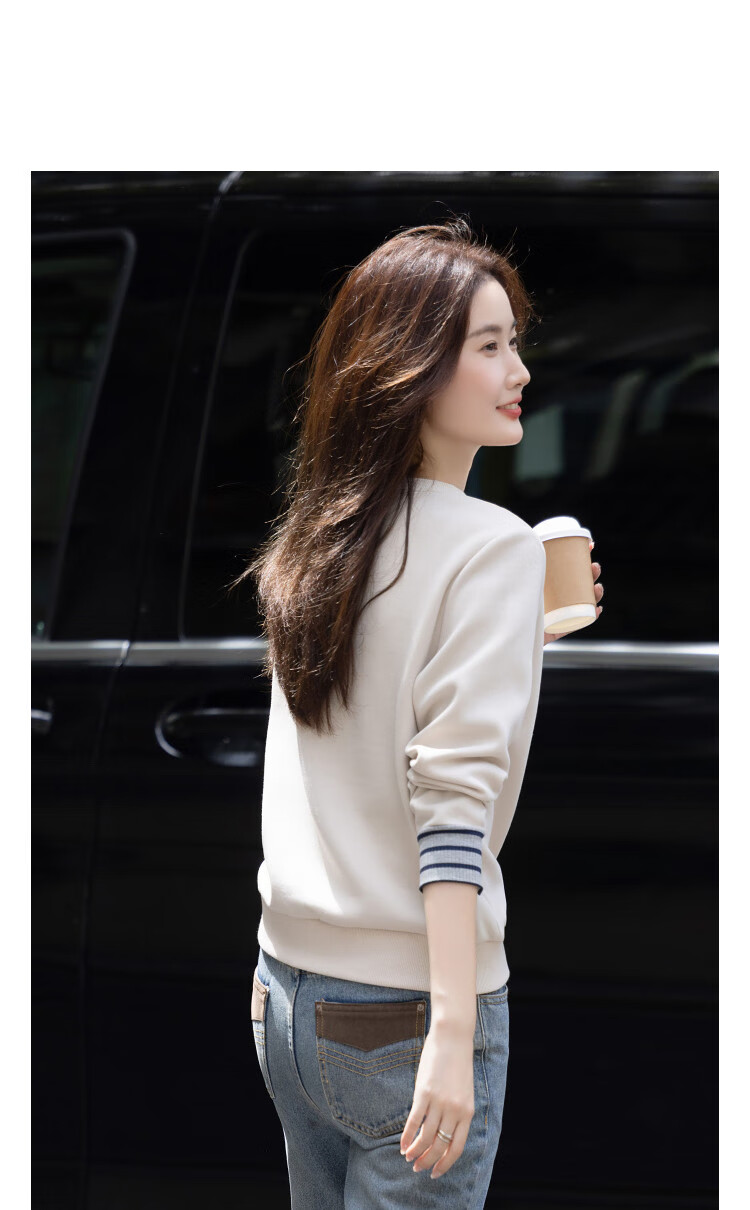 Demana Fresh Cloud Cotton Autumn Lazy Loose Fit Ribbed Colorblock Cuff Sweatshirt 9