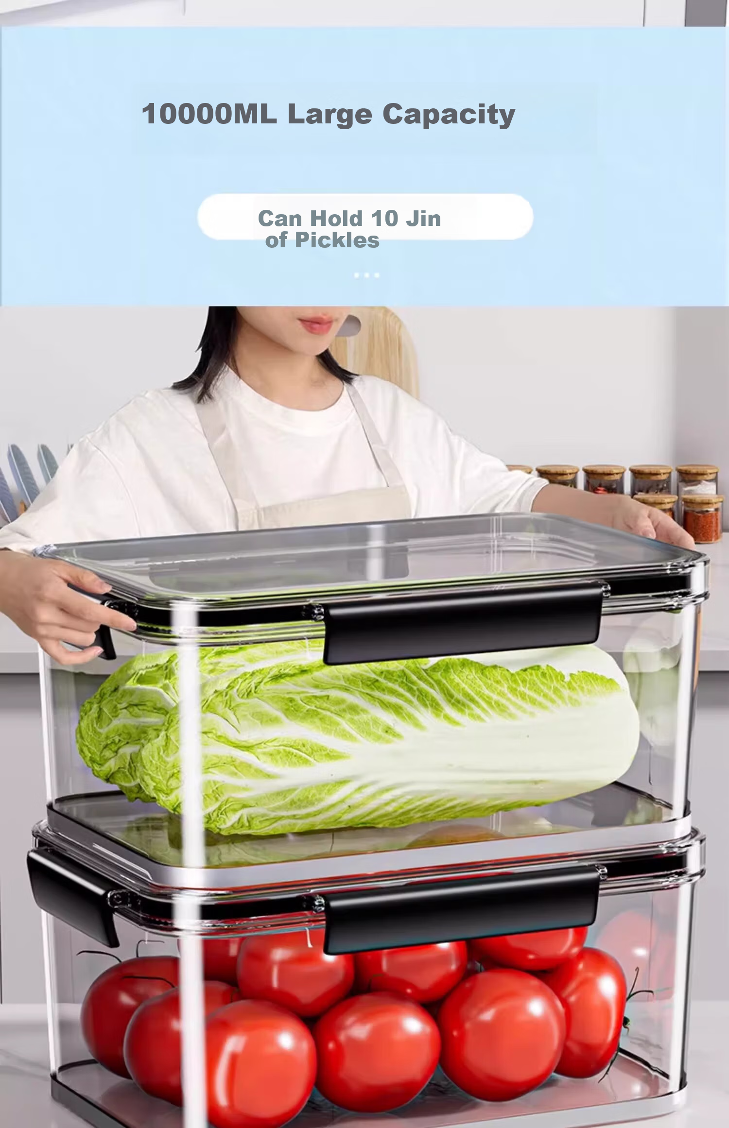 KATEI STORY Japanese Refrigerator Storage Box, Food-Grade Specialized Fresh-Keeping Box, Large Capacity Freezer Fruit Organizer, Sealed Container for Vegetables 4