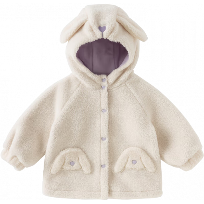 DAVE & BELLA Autumn Winter Girls Plush Hooded Coat Baby Outerwear Children's Clothing