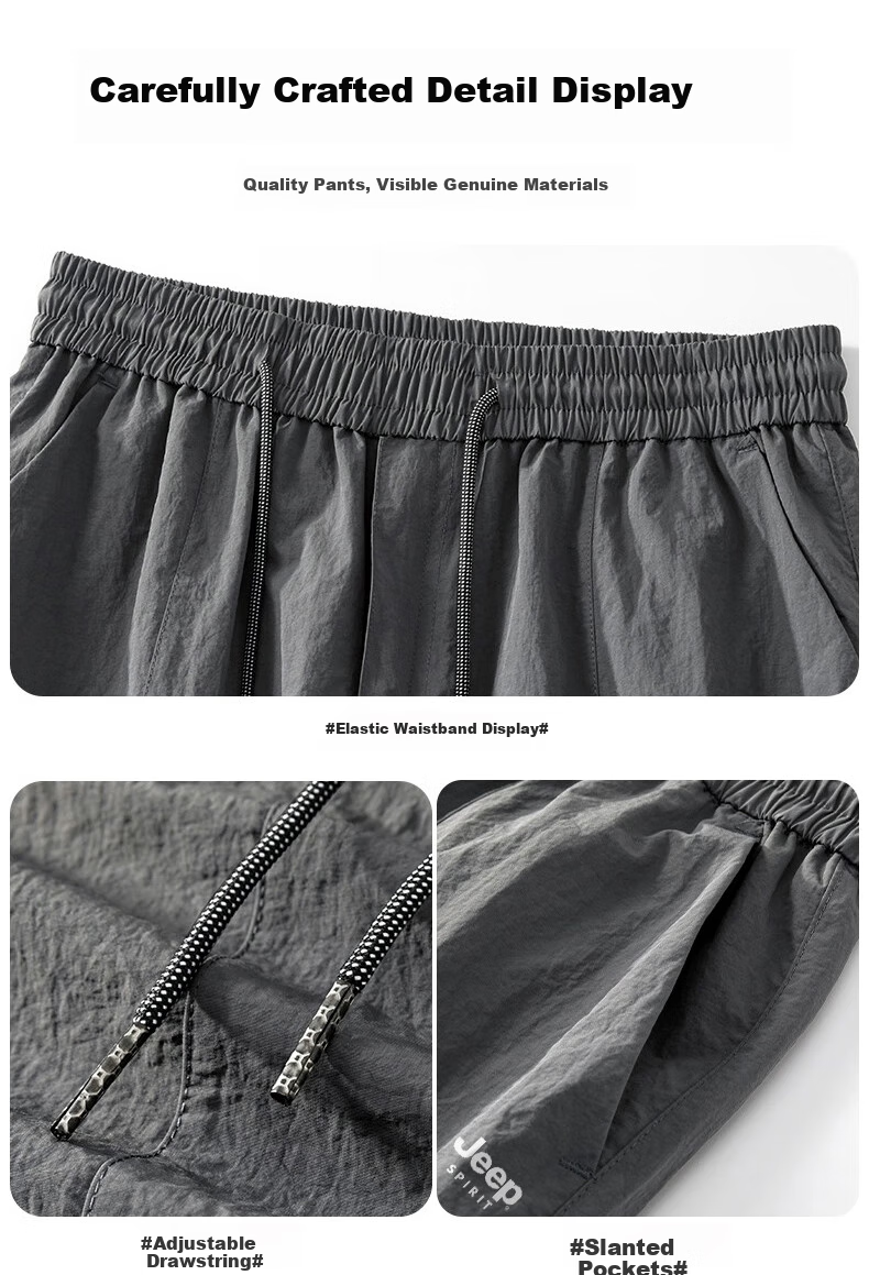 JEEP Casual Pants for Men, Spring Quick-Dry Breathable Sports Pants, Outdoor Trendy Hiking Trousers, Black, Size L 4