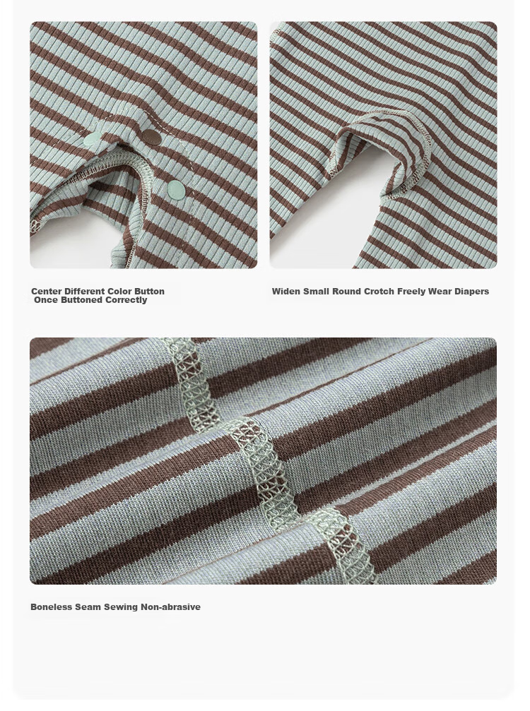 Babylove Baby Romper Spring and Autumn Striped Homewear Crawling Suit Sleepwear Modal Warm Clothing 10