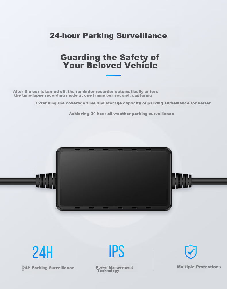 LNDU Lingdu Dash Cam, Intelligent Pressure Reduction Cable, 24-Hour Parking Monitoring, Type-C Interface, 2.5A 3