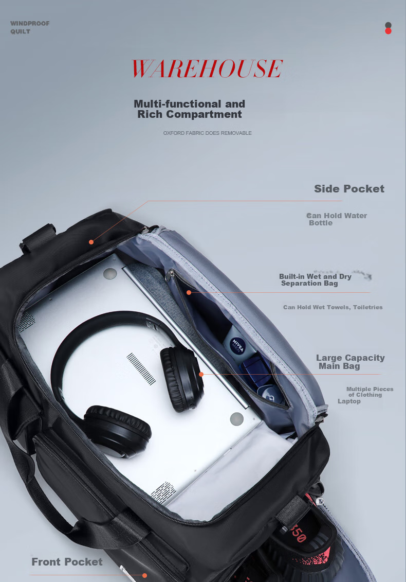 Huili Travel Bag, Large Capacity for Men, Business Trip Handheld Luggage Bag, Lightweight Portable Storage Bag, Wet And Dry Separation Sports Fitness Bag for Wome 1