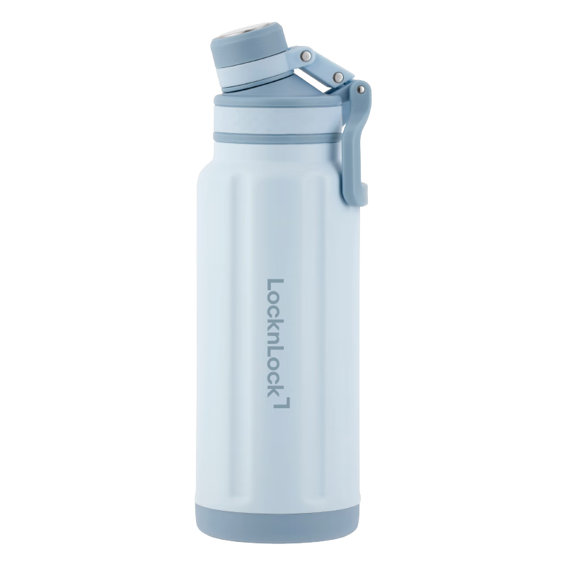 LOCK&LOCK Exploration 316L Insulated Thermal Flask Outdoor Portable Large Capacity 1L Blue Water Bottle