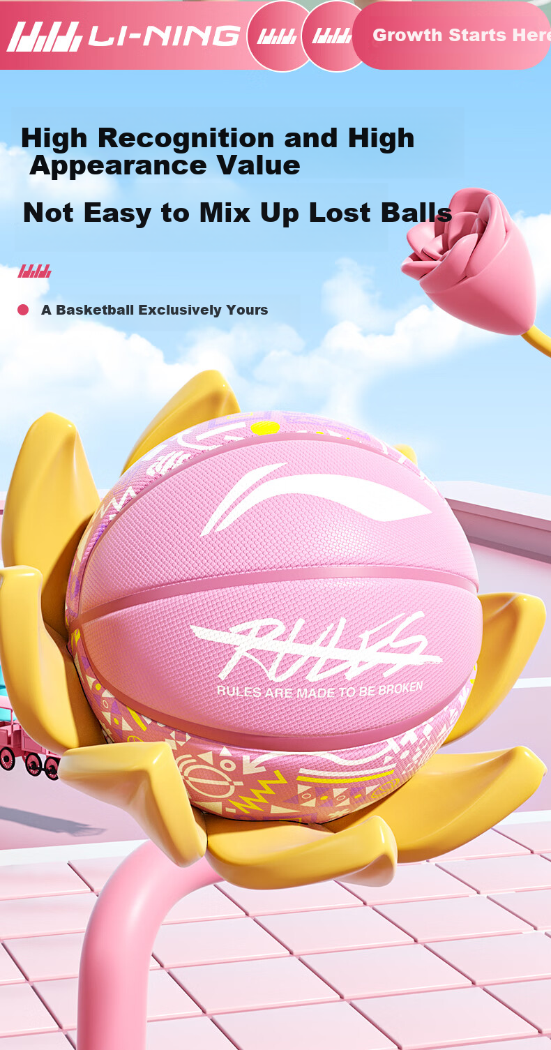Li-Ning Children's Basketball Size 5, Kindergarten Outdoor Cement Court Competition Training, Elementary School Student Size 5 Wear-Resistant Basketball Gift 6