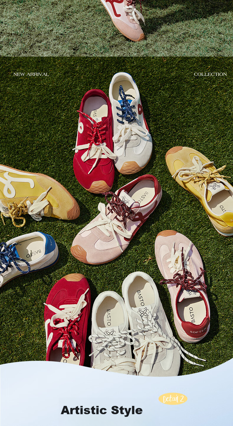 BASTO [Zhang Yuexi's Choice] Candy-Colored Height-Increasing Training Shoes, Slanted Casual Forrest Gump Shoes for Women, Yellow, Size 36 11