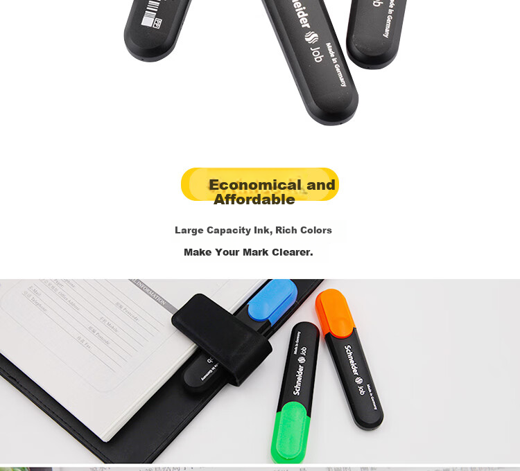 Schneider Large Capacity Highlighter Marking Pen for Colorful Highlighting And Note-Taking, Essential Office Supplies, 1-5mm Classic 4-Color Set 1550 8