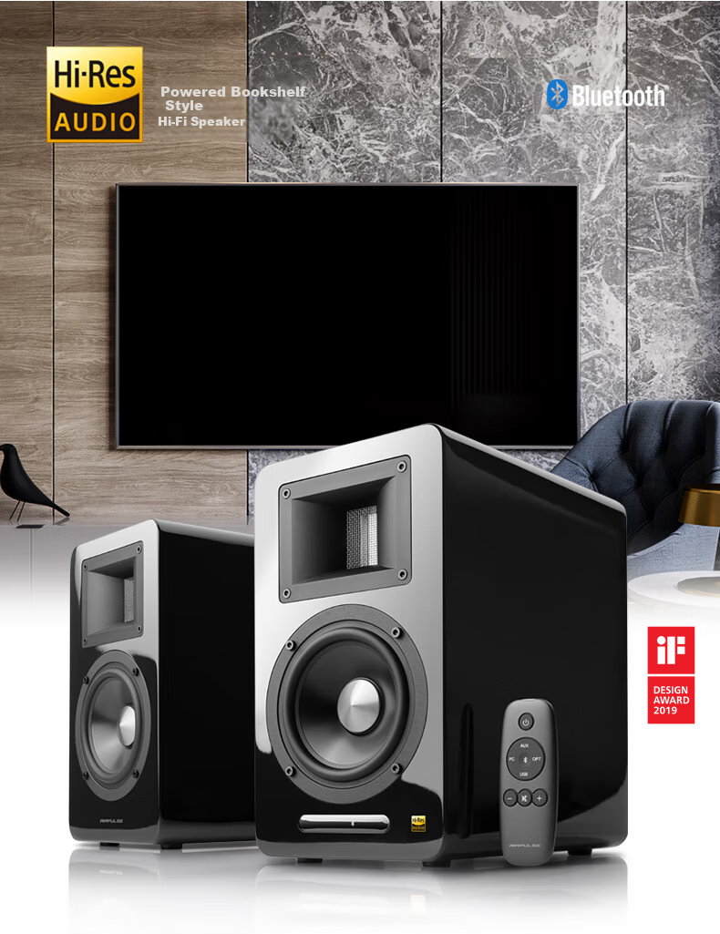 EDIFIER [Digital Multi-Year Recommendation] AIRPULSE A100 Stereo Active Bookshelf Speakers 2.0, Living Room Audio System, TV Soundbar, High-Fidelity, Black 1