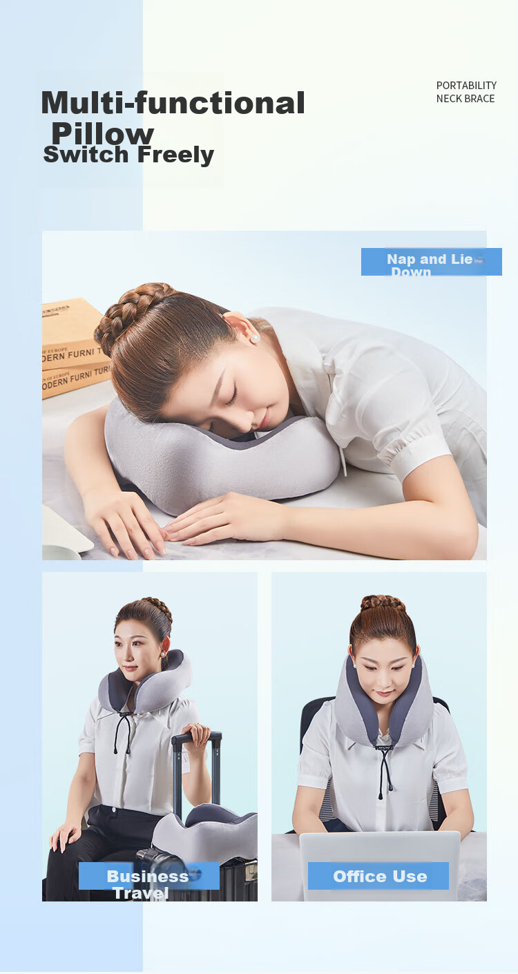 Aeromax U-Shaped Memory Foam Neck Pillow Portable Travel Nap Long-Distance Car Sleep Neck Support Cervical Pillow 7