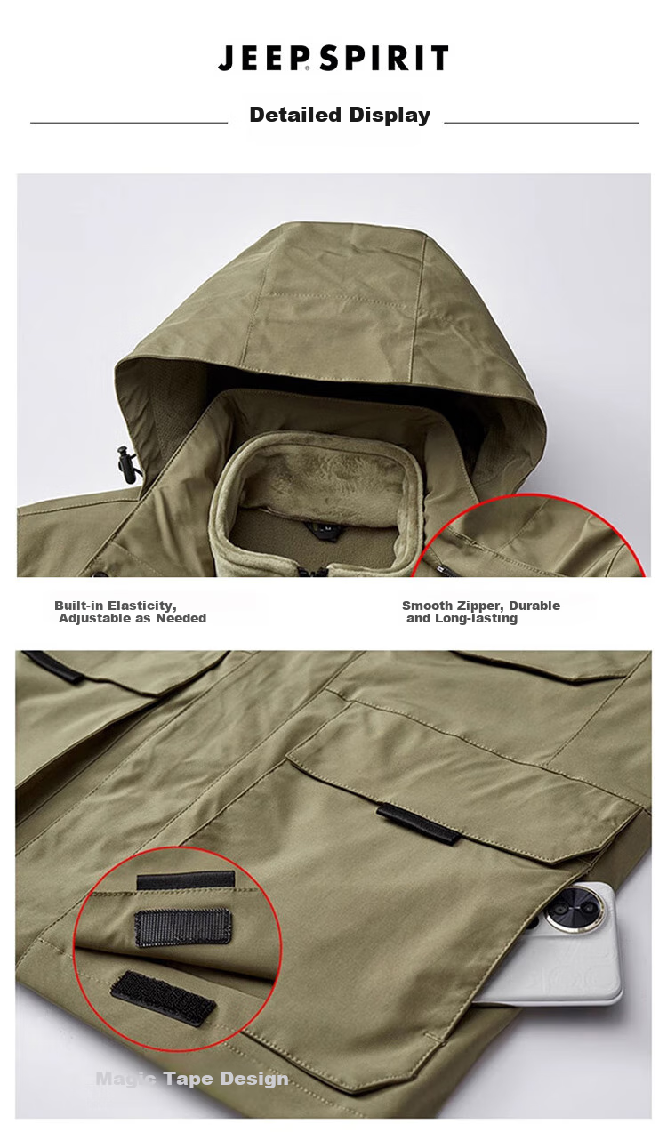 JEEP SPIRIT Men's Three-In Jacket, Autumn And Winter Casual Loose-Fitting Hooded Workwear Coat for Me 16