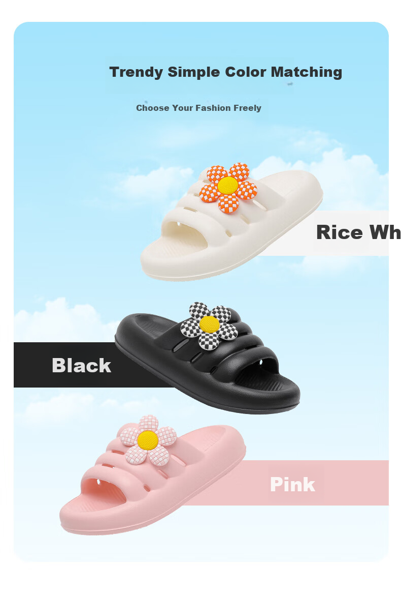 JD Original Sunflower EVA Children's Slippers Summer Boys Girls Cartoon Bath Infant Sandals Black 30-31 9