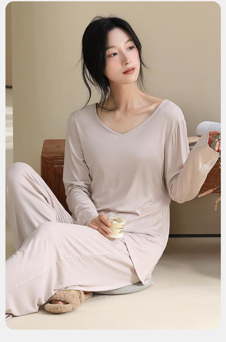 LangSha Women's Pajama Set Spring Summer Smooth Bare Skin Comfortable Homewear 2026 New Pink 2