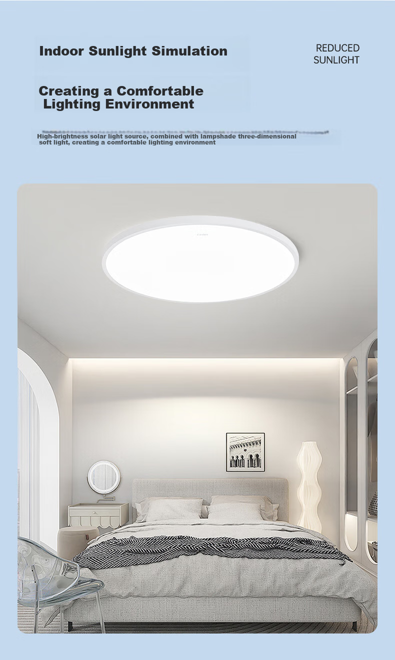 CHNT Full Spectrum Ra95 Eye Protection LED Ceiling Light for Bedroom, Ultra-Thin Study Room Balcony Hallway Light, 24W Cool White Light 5