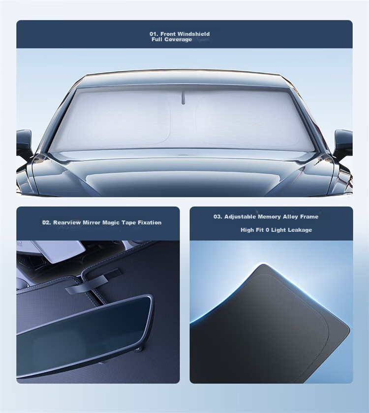 Baseus Car Sunshade, Front Windshield Sun Visor, Interior Heat Insulation Sunshade, Double-Layer Heat Insulation Cover 11