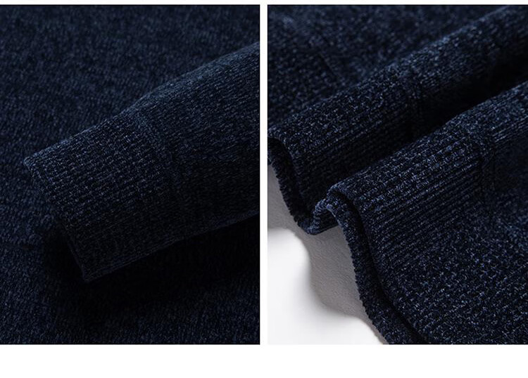 JEEP Men's Fleece-Lined Thickened Winter Warm Base Layer Sweater Knitwear Navy Blue L 1