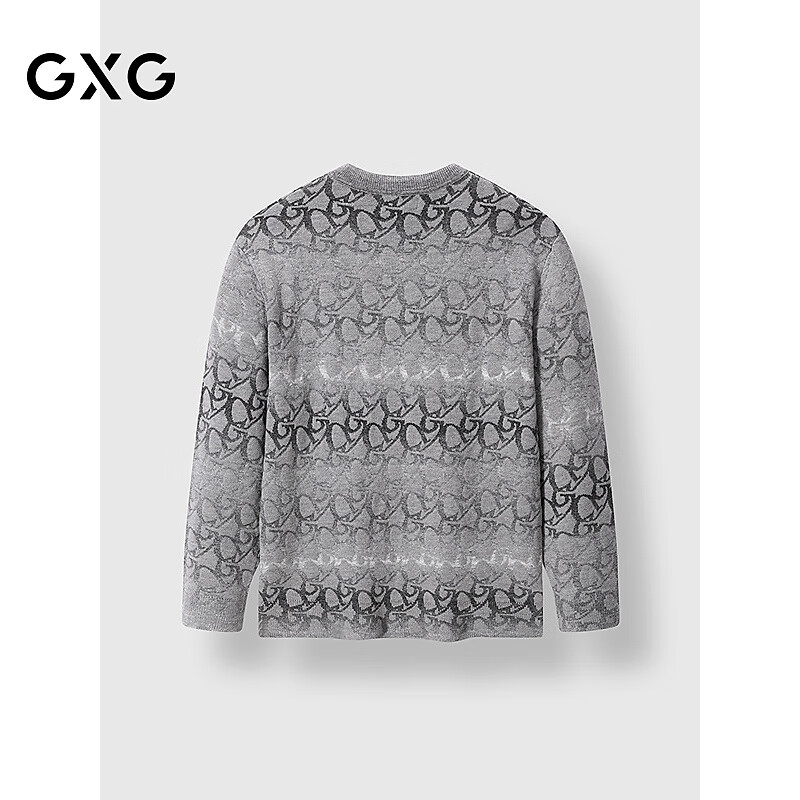 GXG Men's Crew Neck Basic Thermal Sweater Full Print Commuter Knitwear Gray 180/XL