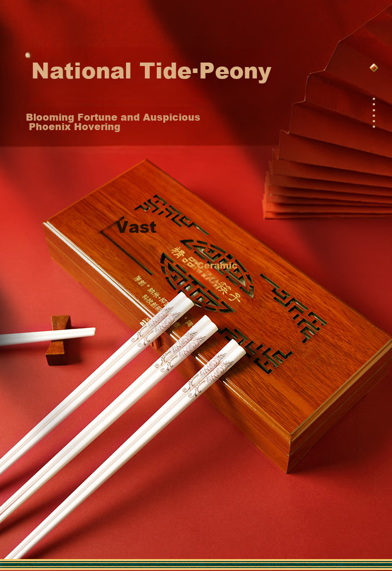 Youlaifu Ceramic Chopsticks, 10 Pairs, Chinese High-End Set, Personalized Non-Slip Heat-Resistant Household Gift Box, Housewarming Present 1