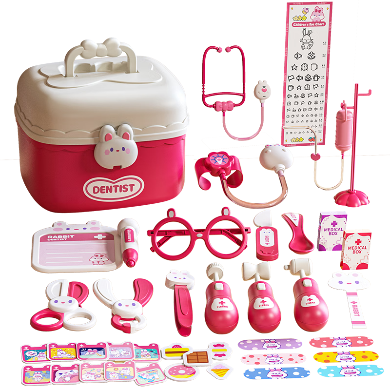 AoZhiJia Kids Pretend Play Doctor Toy Set Stethoscope Dentist Role Play for Girls Ages 3-6 Realistic Birthday Gift