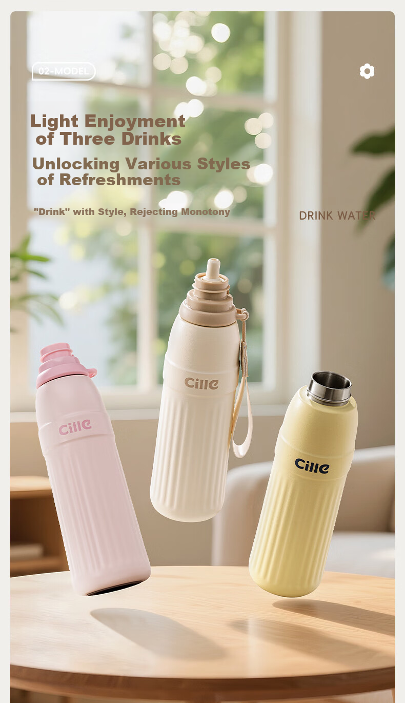 Cille Insulated Mug, 316 Stainless Steel, Large Capacity, Keeps Cold, for Men And Women Students, Outdoor Sports, Portable, with Straw 3
