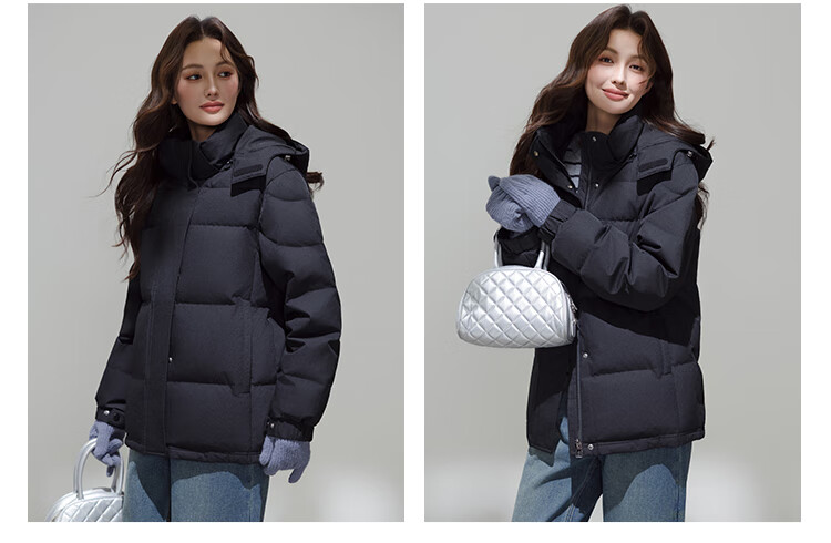Yalu Women's Short Down Jacket 2026 Winter New Removable Hood Far-Infrared Heat Retention Warm Coat for Petite 33
