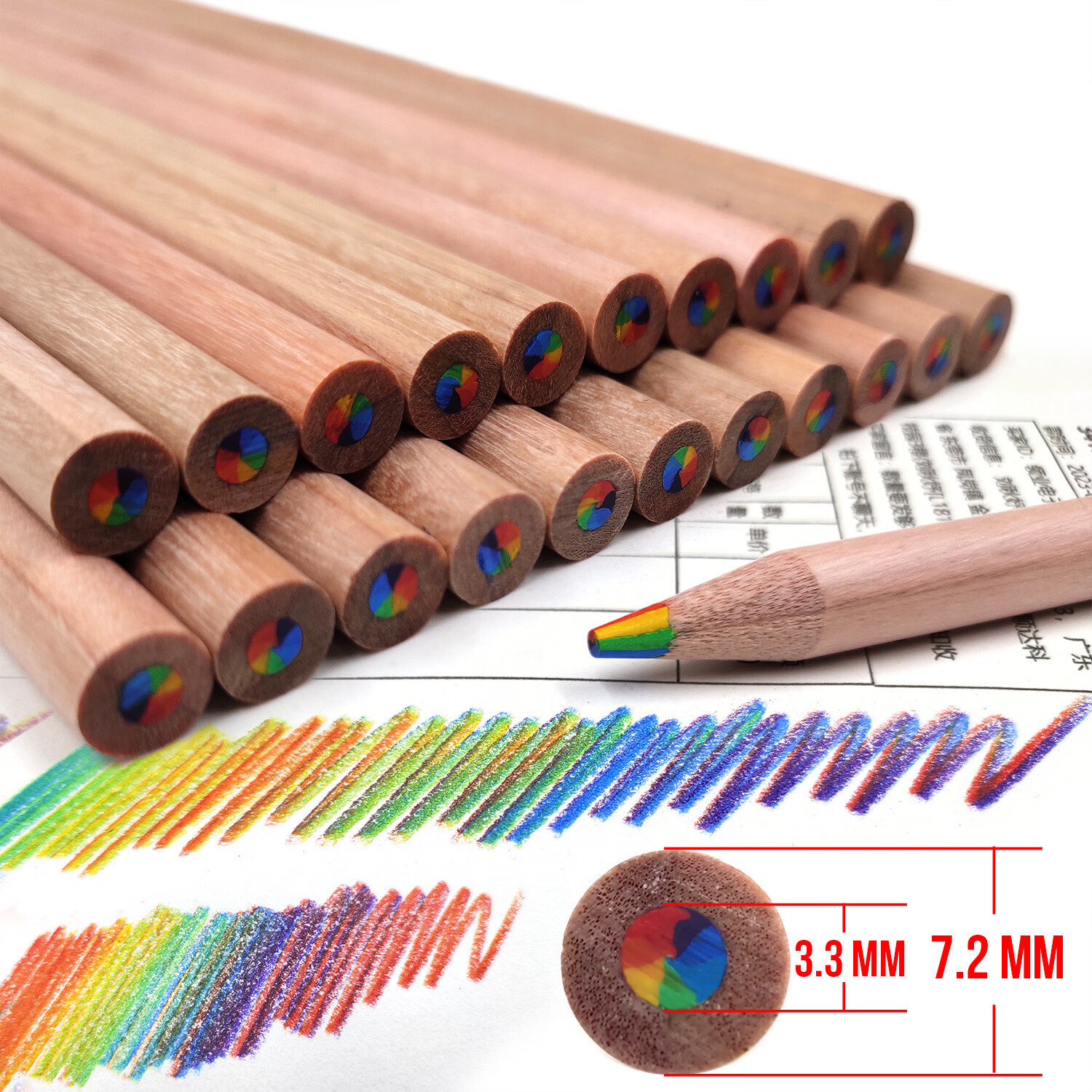 Shushan Rainbow Pencil Multi-Color Marker Pen Colorful Rainbow Pencil Colored Pencil Ins Style Journal Pen DIY Multi-Color All-in-One Drawing Natural Wood Rainbow Core Pencils 10-Pack 3