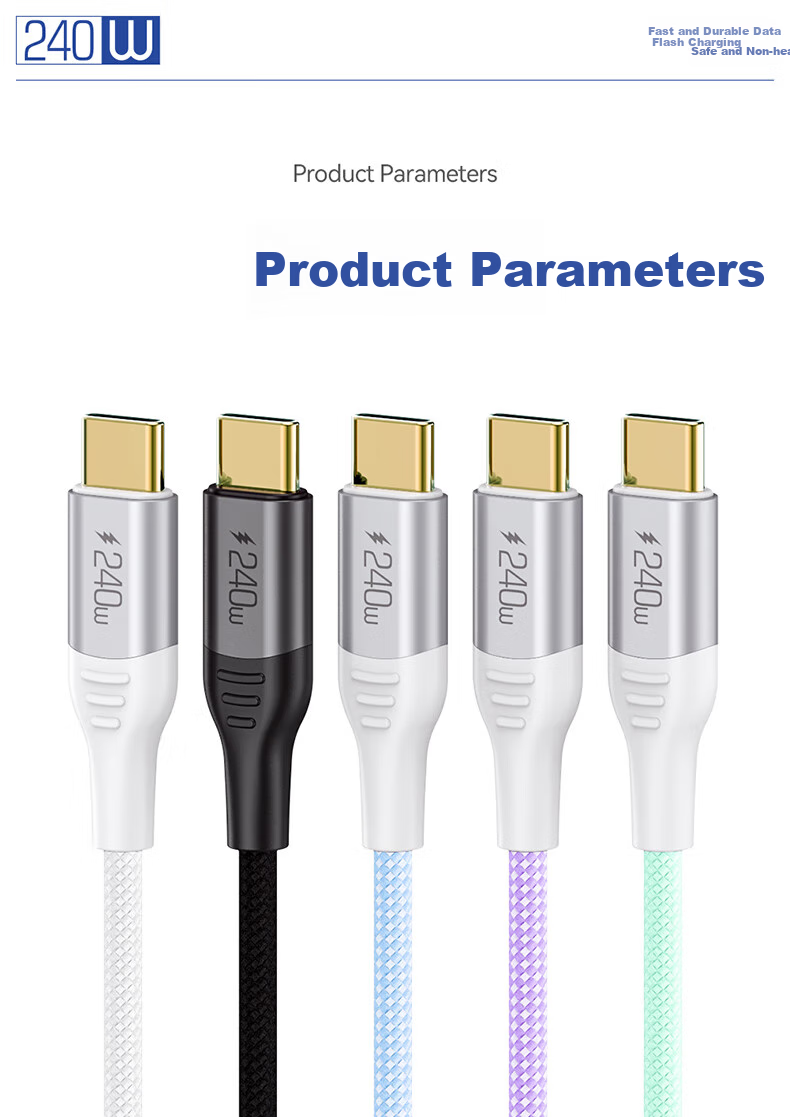 DOOSEYUON Apple Computer Charging Cable, MacBook Air Pro Laptop Power Cord, IPad Tablet Dual Type-C Data Cable, 240W USB-C (2 Meters) 11