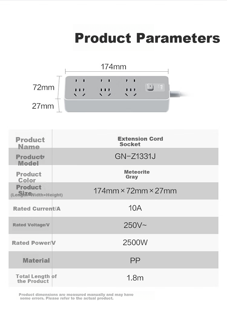 BULL Power Strip/Extension Cord/Surge Protector with Master Switch, 6 Outlets, 1.8m Cord Length, Generation Z Design, GN-Z1331J 2
