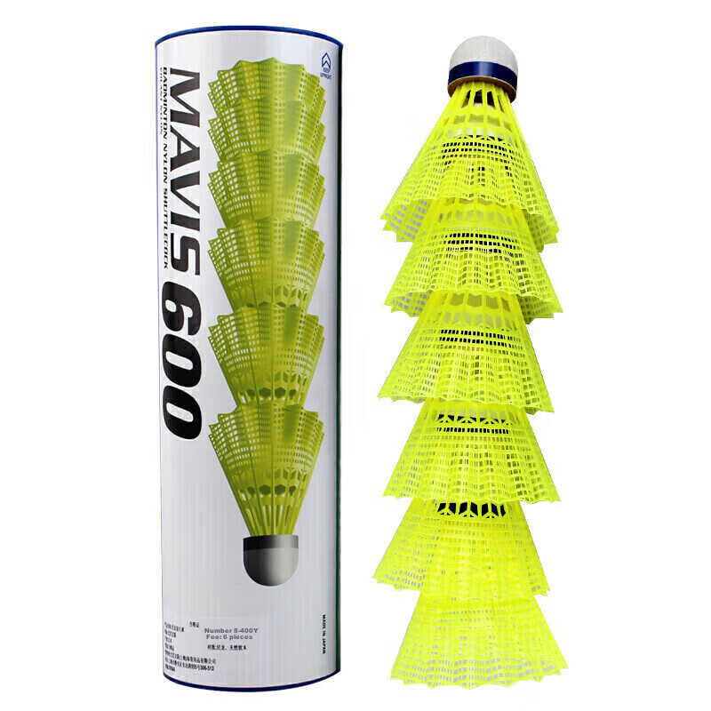 Воланчики для бадминтона YONEX M-600, нейлоновые, для тренировок и соревнований, желтые, 6 штук в тубусе