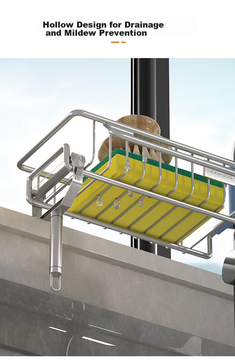 Maxcook Kitchen Storage Rack, 304 Stainless Steel Countertop Organizer, Dishcloth Holder, Draining Rack, Sink Shelf MCZW9721 5