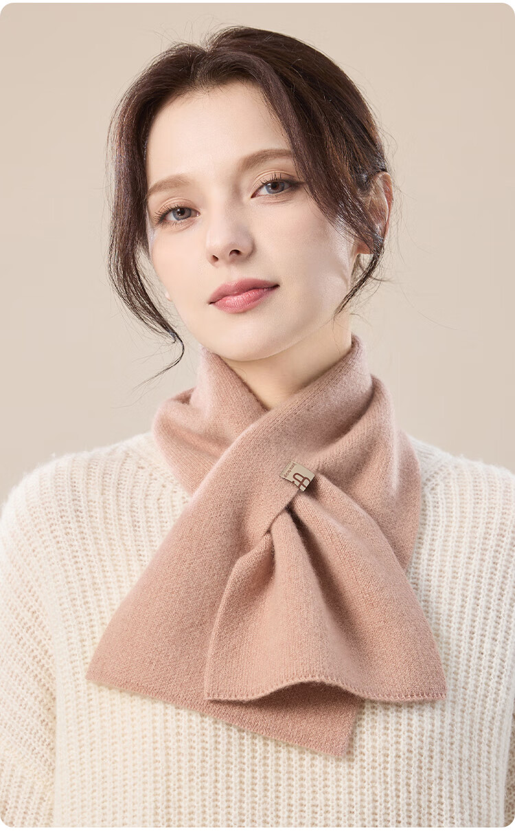 JIUMU 100% Cashmere Small Scarf for Women Autumn Winter Warm Neck Warmer Gift Box for Girls and Moms Birthday Present 24