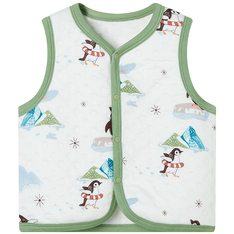 Ibaby Baby Vest Autumn Winter Children's Sleeveless Base Layer Vest Baby Small Vest Snow Town Penguin 90