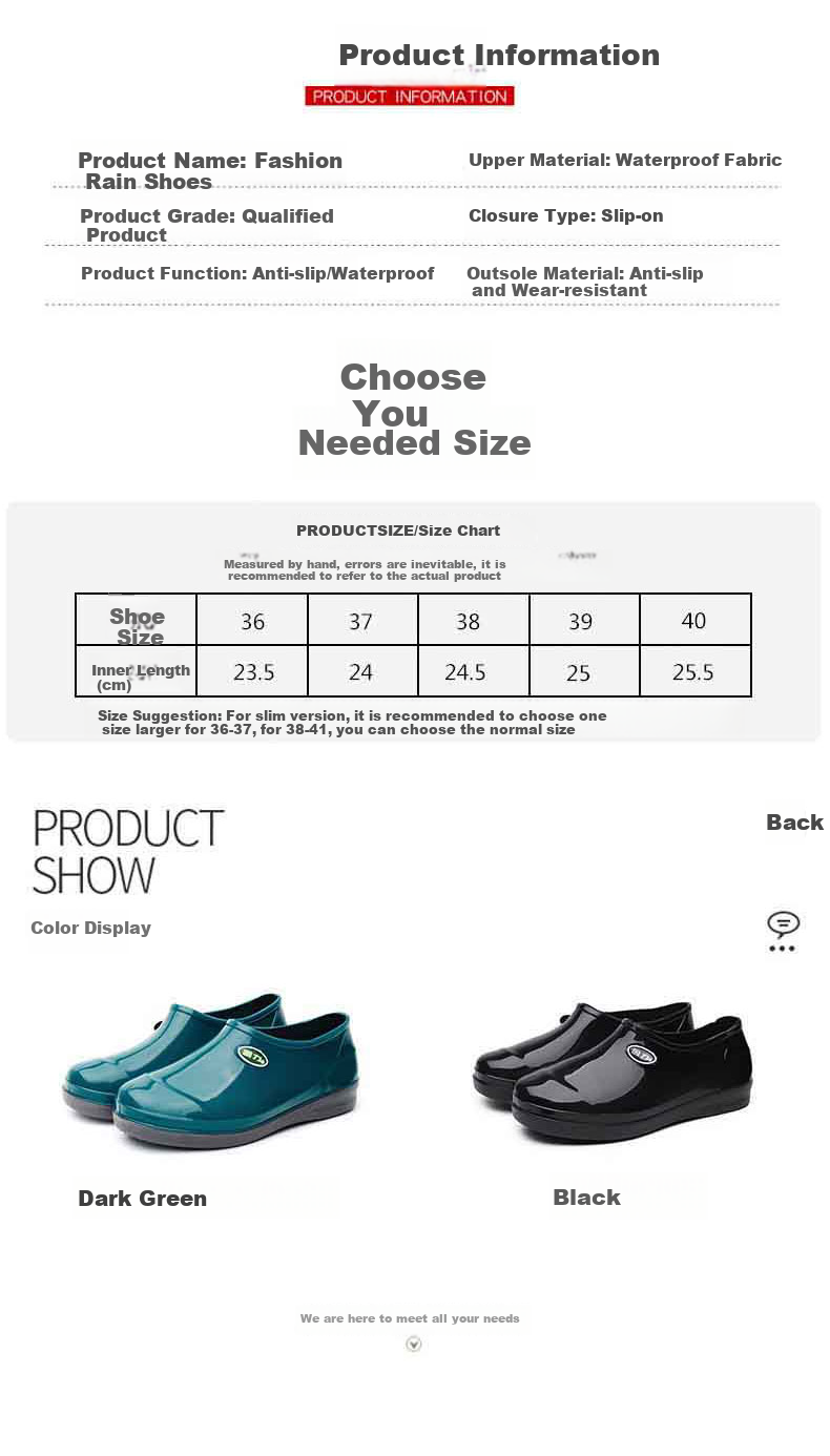 Huili Women's Fashion Rain Boots, Water Shoes, Outdoor Waterproof Non-Slip Wear-Resistant Comfortable Overshoes HL3283 Short Black Size 36 7