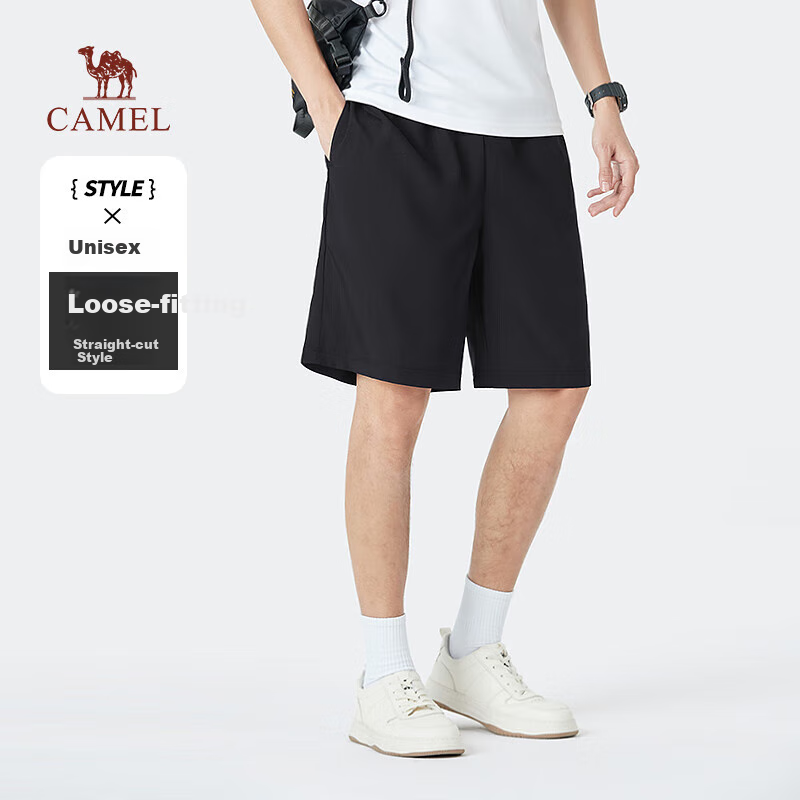 CAMEL Quick-Dry Breathable Shorts for Men And Women, Straight Loose Fit Outdoor Casual Sports Knee-Length Pants for Summer, Men's Size L