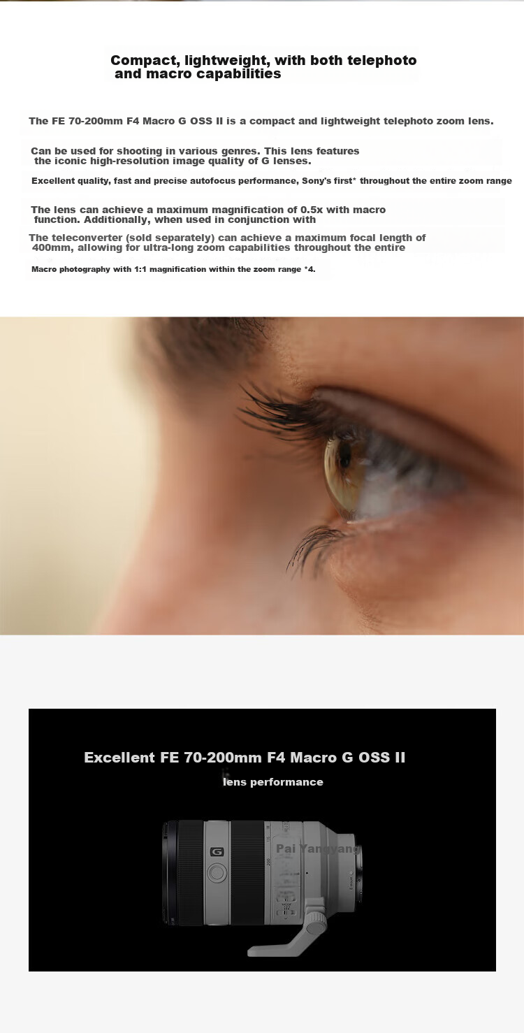 SONY FE 70-200mm F/2.8 G Lens (SEL70200G2) - New Generation Small Three-Piece Telephoto Zoom Macro Lens 1