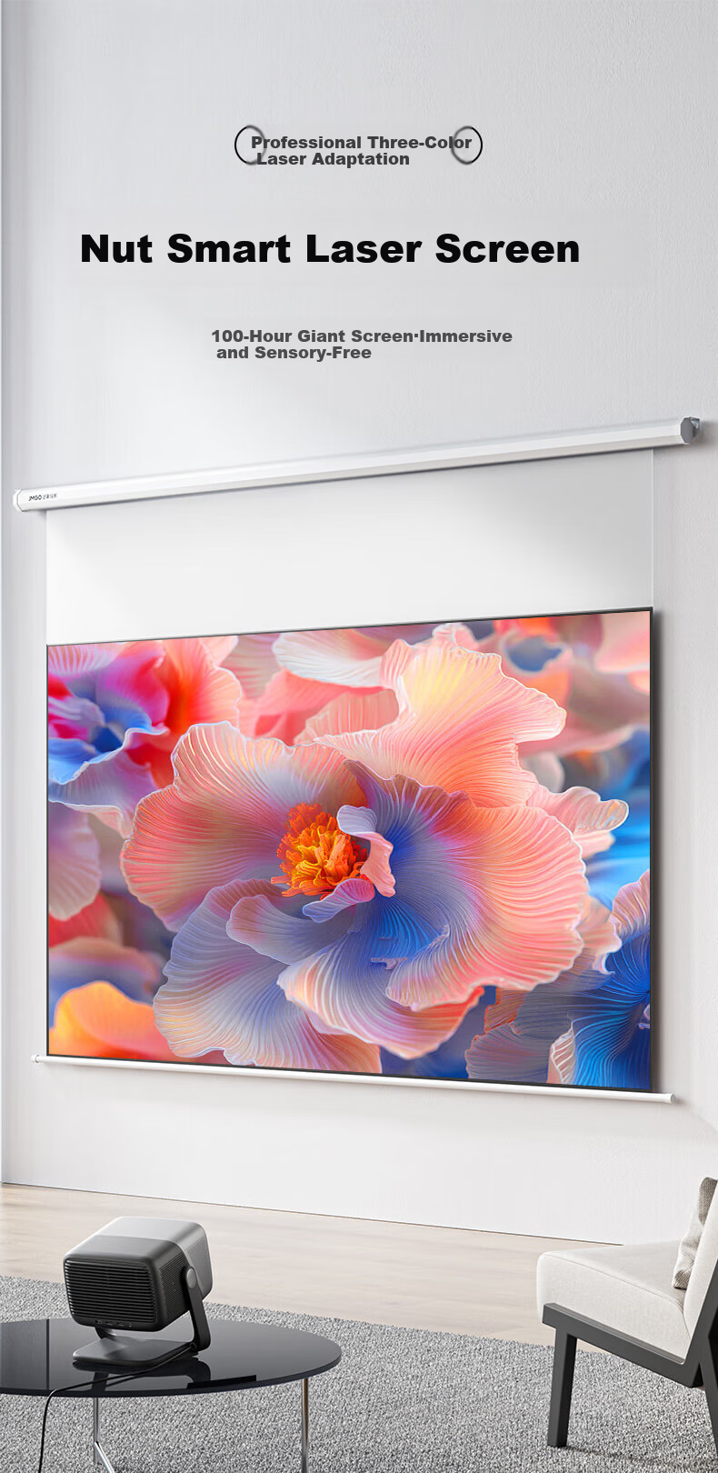 JMGO 100-Inch Portable Projection Screen for Outdoor/home Use, Quick Assembly/dismounting, Light-Resistant And Wrinkle-Resistant, Supports 4K, No Drilling Required, Compatible with Various Projectors 2