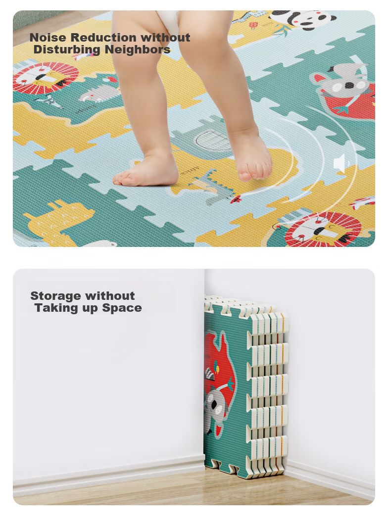 Beiboshi Babybox Crawling Mat, EPE Baby Anti-Fall Play Mat, Children's Interlocking Foam Floor Mat, 6 Pieces, 2CM Thick 15