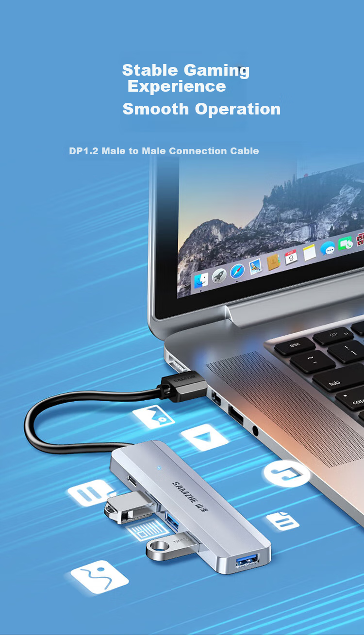 SAMZHE USB3.0 Hub Expander, High-Speed 4-Port Hub Splitter Docking Station, Laptop Hub Multi-Port Adapter Converter Extension Cable HUB11 6