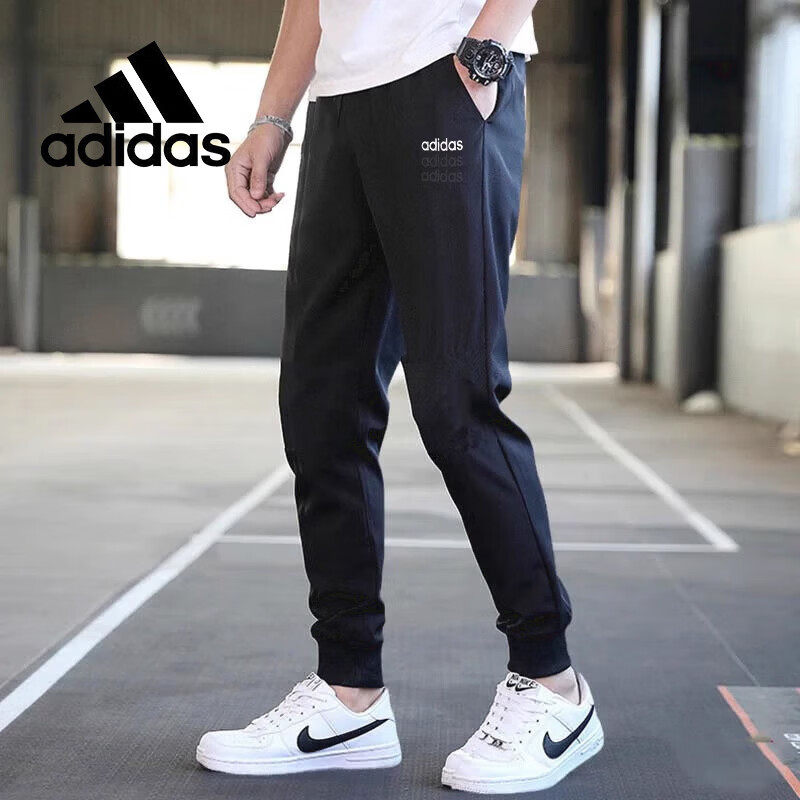 Adidas Men's Knit Cotton Jogger Pants Casual Running Sports Trousers H59449 Black S 1