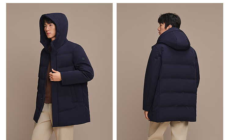 BOSIDENG 25-Year Winter Men's Thickened Hooded Loose Mid-Length Business Versatile Mall-Style Down Jacket 4