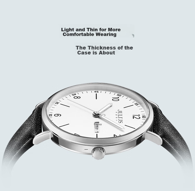 Julius Watch for Men, New Style, Suitable for Middle And High School Students, Exam Calendar Quartz Watch with Black Strap And White Dial JA-1516MA 3