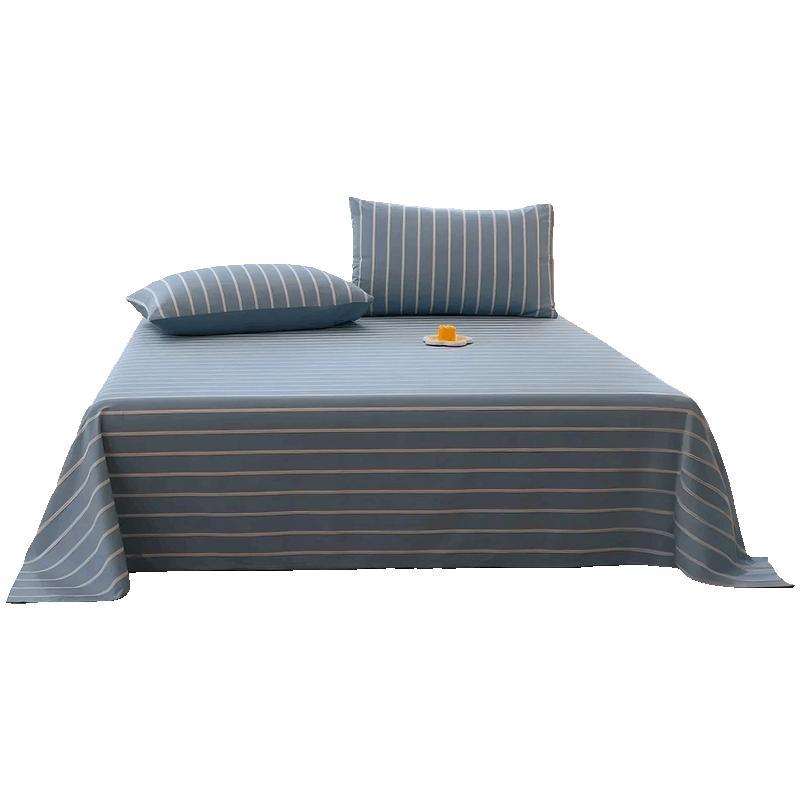 Grace Class A 7A Antibacterial 100% Cotton Bed Sheet Single Student Dormitory Home Bed Cover 160x230cm Striped Blue