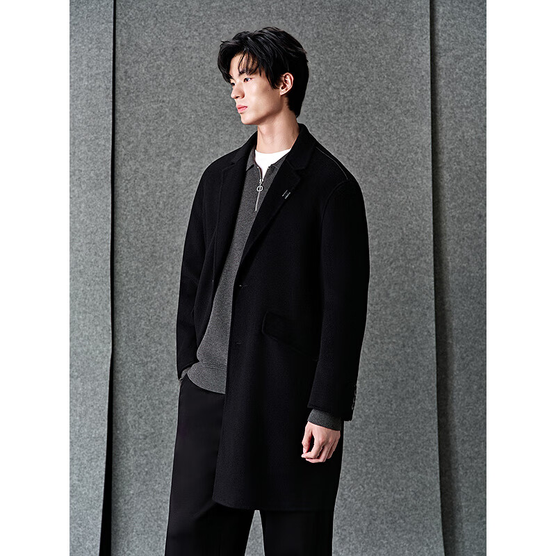 GXG Men's Black Commuter Long Coat Jacket Mall Same Style Black 180/XL
