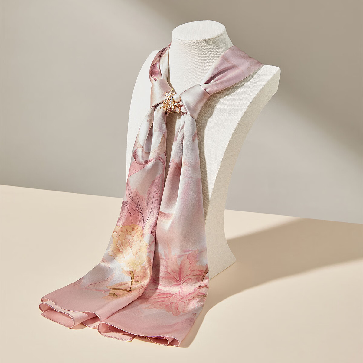 Wanshili 2025 New Silk Scarf Mulberry Silk Women's Scarf Buckle Gift Box for Mom Teacher's Day Gift - Blossoming Years