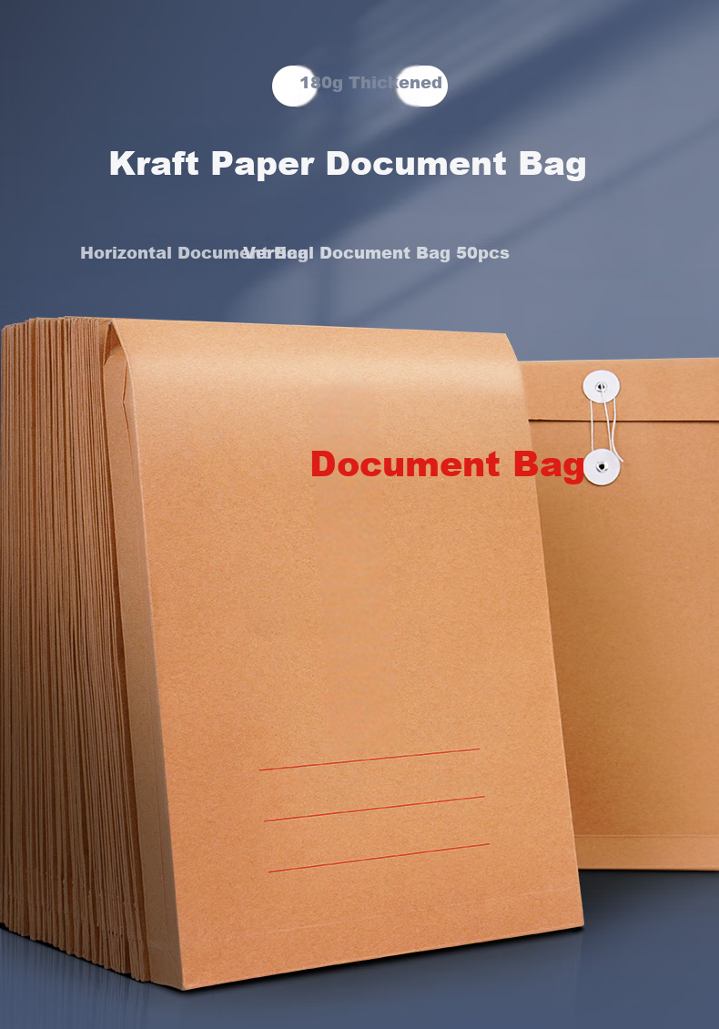 SIMAA Vertical Kraft Paper File Folders, 180g Thick Document Folders, Bid Contract File Folders, Pack of 50, Office Supplies, 6843 1